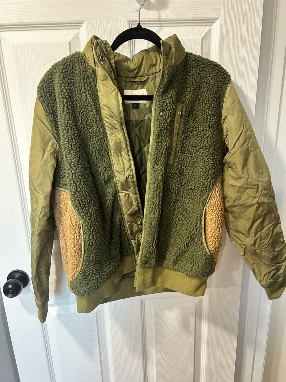 Universal Thread Olive & Tan Sherpa-Front Puffer Jacket